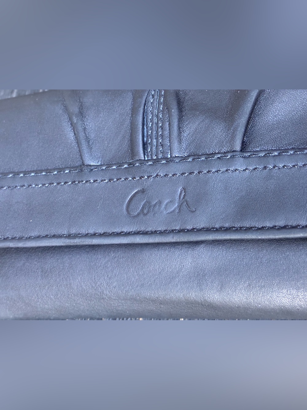 Coach Deep Black Leather Fold-Over Clutch | Vintage - Picture 10 of 17